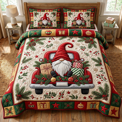 Christmas Gnome 3-Piece Quilted Bedding Set GFTONMU2616