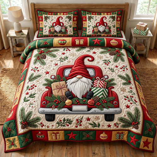 Christmas Gnome 3-Piece Quilted Bedding Set GFTONMU2616