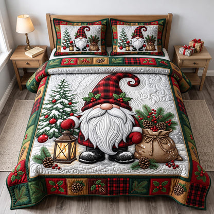 Christmas Gnome 3-Piece Quilted Bedding Set GFTONMU2617