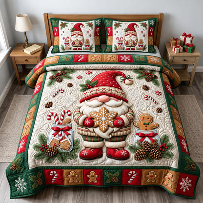 Christmas Gnome 3-Piece Quilted Bedding Set GFTONMU2619