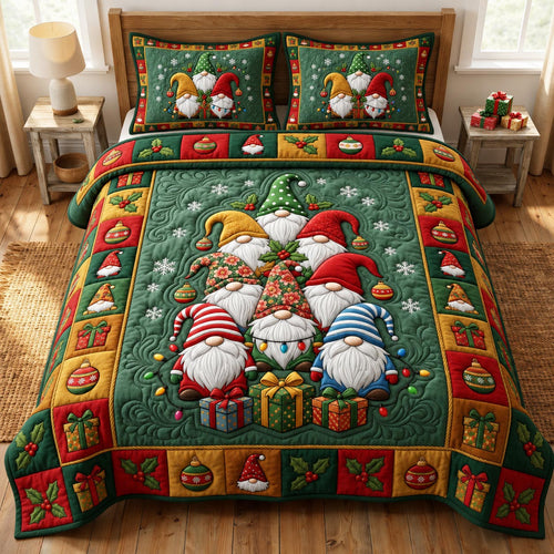Christmas Gnome 3-Piece Quilted Bedding Set GFTONMU2620
