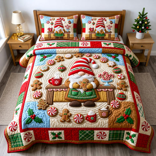Christmas Gnome 3-Piece Quilted Bedding Set GFTONMU2628