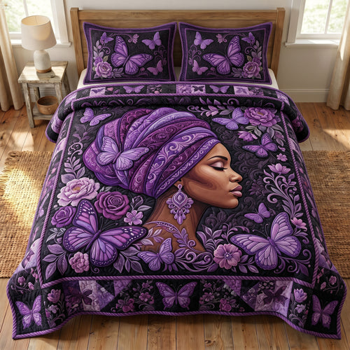 Melanin Queen 3-Quilted Bedding Set GFTONMU263