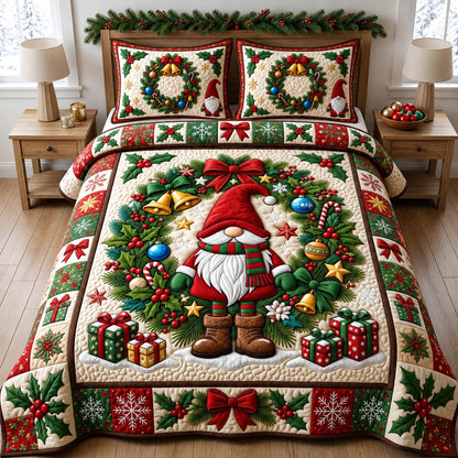 Christmas Gnome 3-Piece Quilted Bedding Set GFTONMU2632