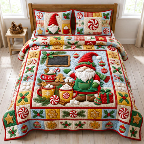 Christmas Gnome 3-Piece Quilted Bedding Set GFTONMU2636