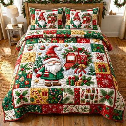 Christmas Gnome 3-Piece Quilted Bedding Set GFTONMU2637