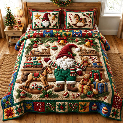 Christmas Gnome 3-Piece Quilted Bedding Set GFTONMU2638