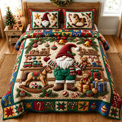 Christmas Gnome 3-Piece Quilted Bedding Set GFTONMU2638