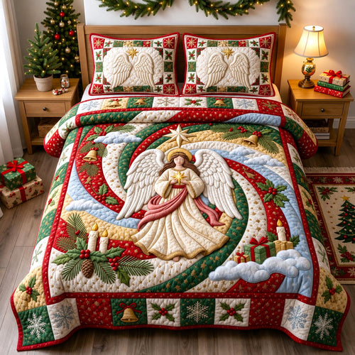 Christmas Angel 3-Piece Quilted Bedding Set GFTONMU2640