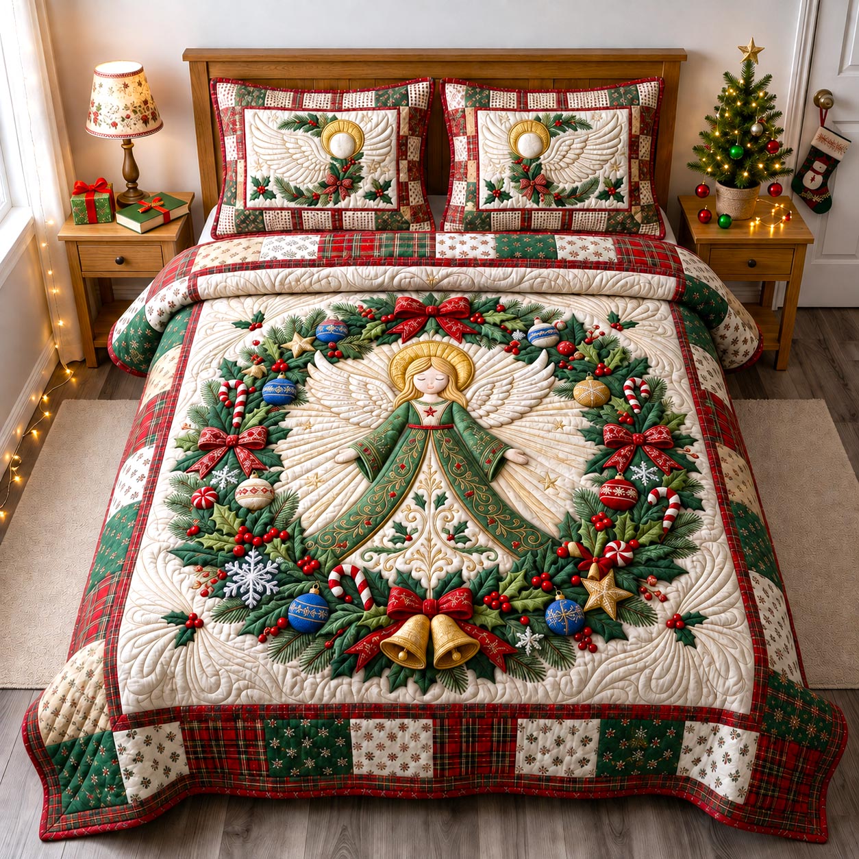 Christmas Angel 3-Piece Quilted Bedding Set GFTONMU2644