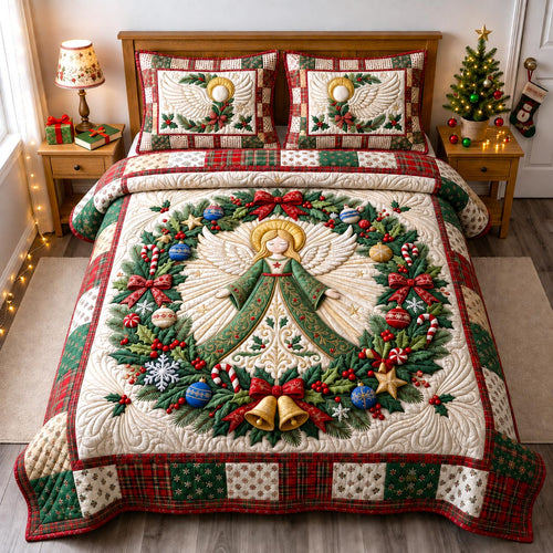 Christmas Angel 3-Piece Quilted Bedding Set GFTONMU2644