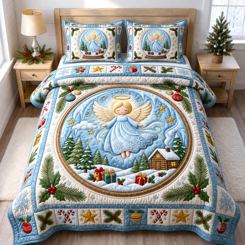 Christmas Angel 3-Piece Quilted Bedding Set GFTONMU2645