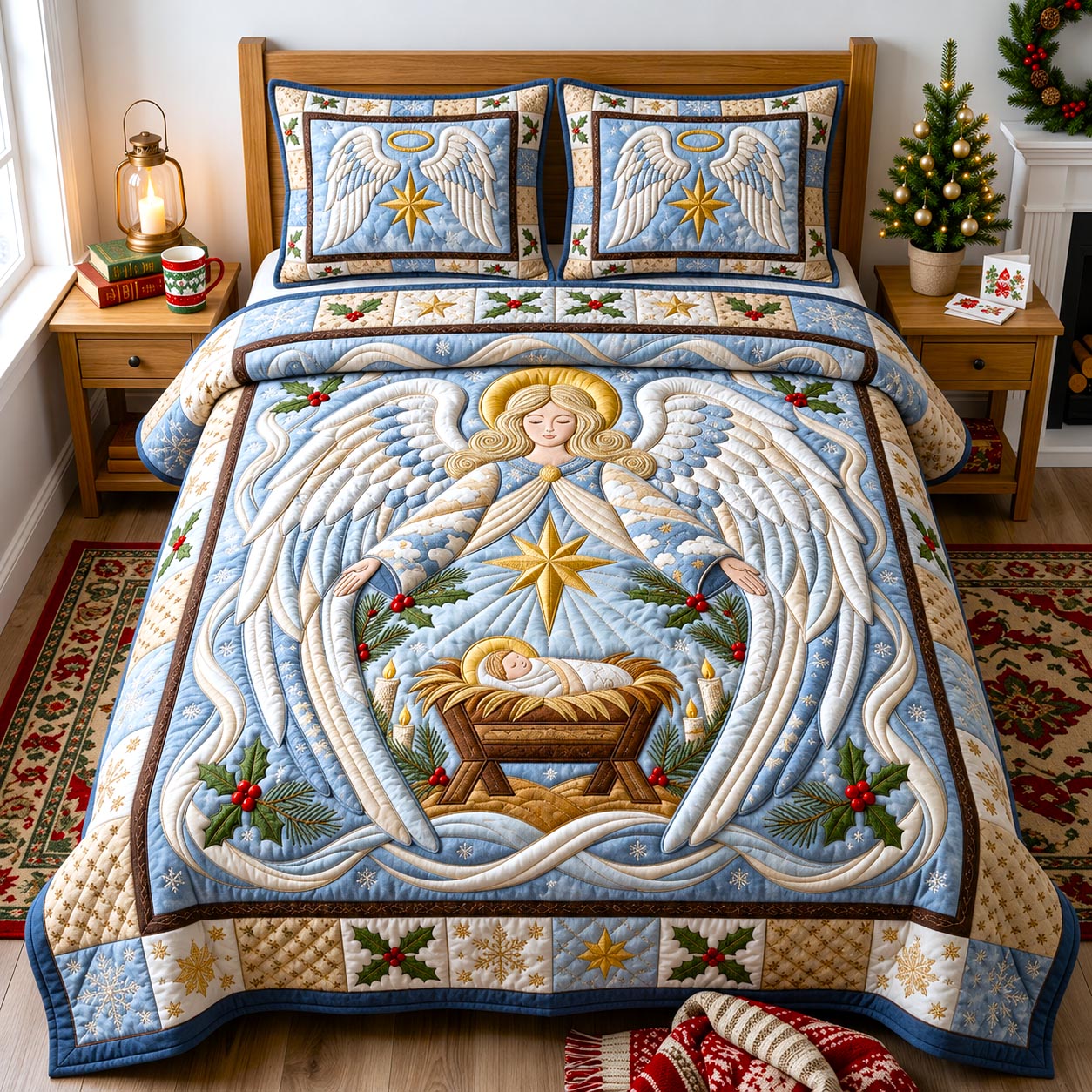 Christmas Angel 3-Piece Quilted Bedding Set GFTONMU2649