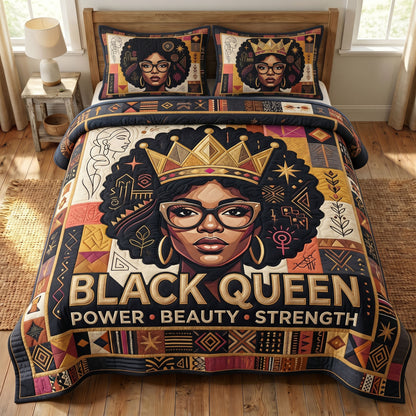 Melanin Queen 3-Piece Quilted Bedding Set GFTONMU265