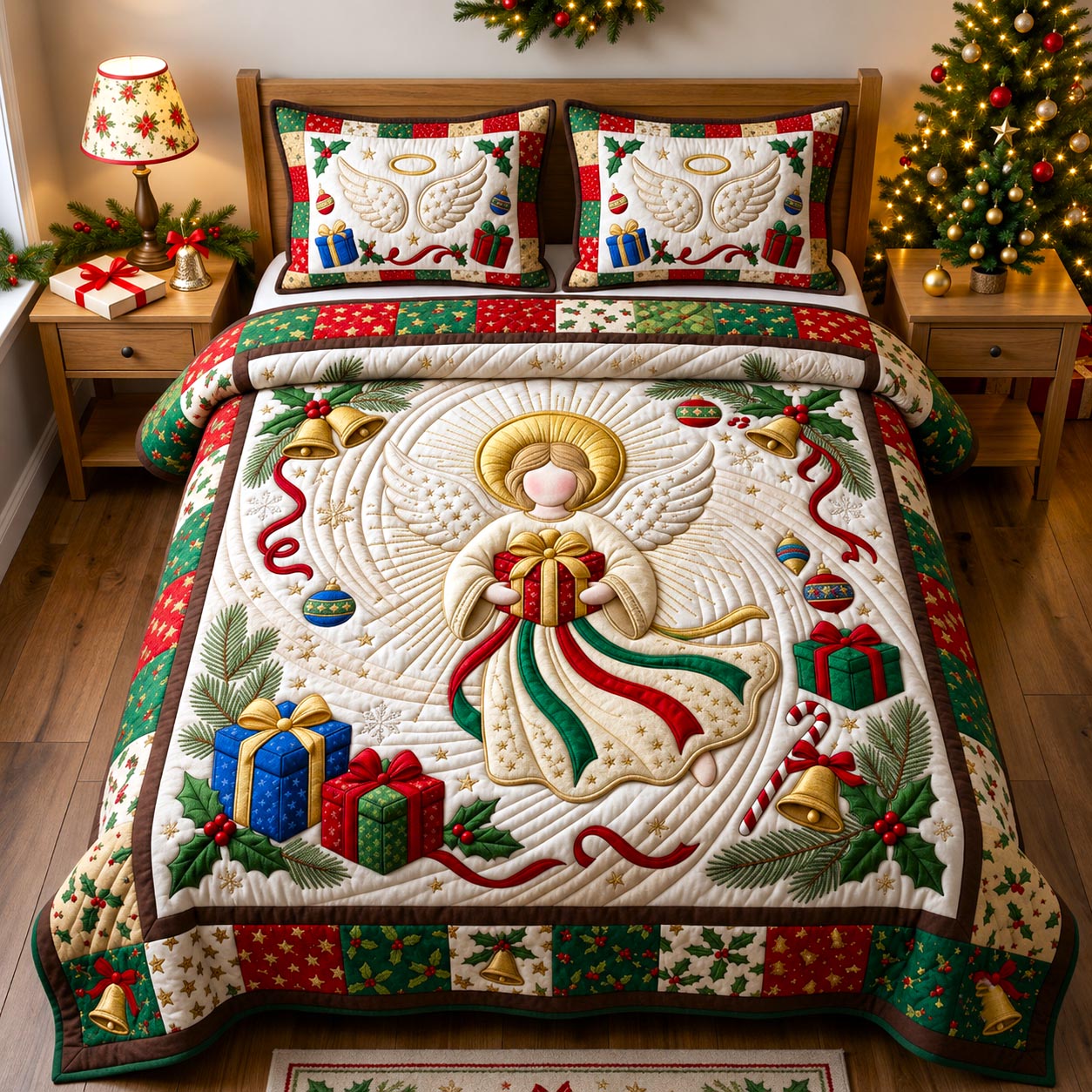 Christmas Angel 3-Piece Quilted Bedding Set GFTONMU2650