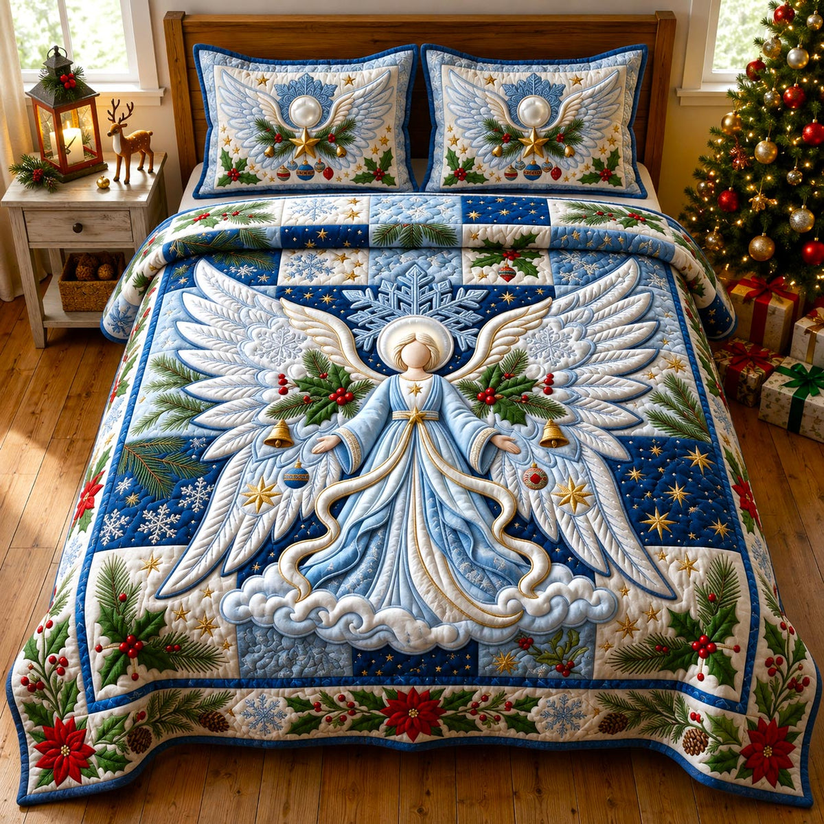 Christmas Angel 3-Piece Quilted Bedding Set GFTONMU2651
