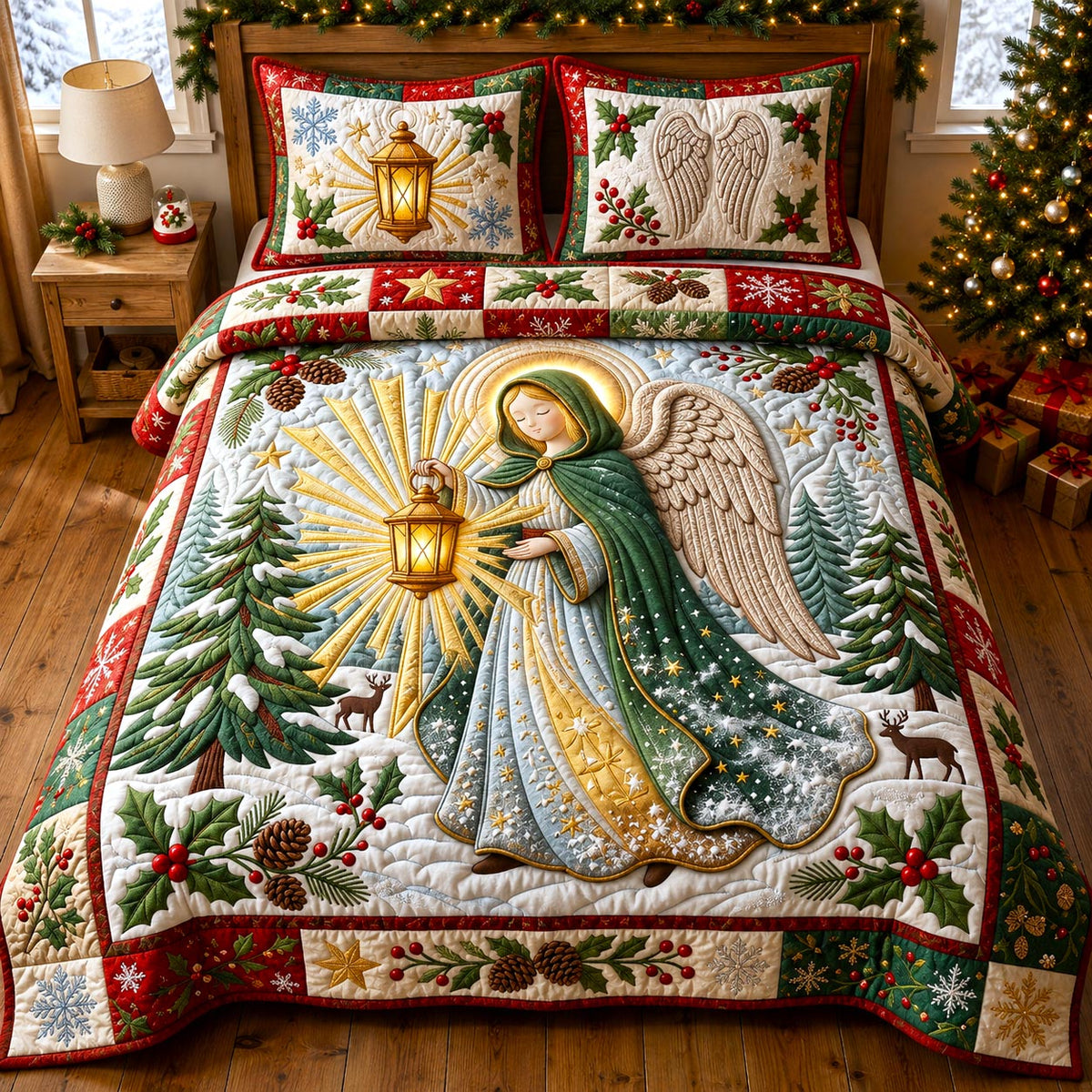 Christmas Angel 3-Piece Quilted Bedding Set GFTONMU2653