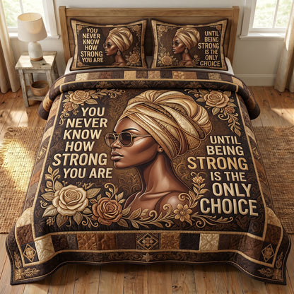 Melanin Queen 3-Quilted Bedding Set GFTONMU266
