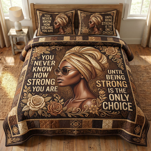 Melanin Queen 3-Quilted Bedding Set GFTONMU266