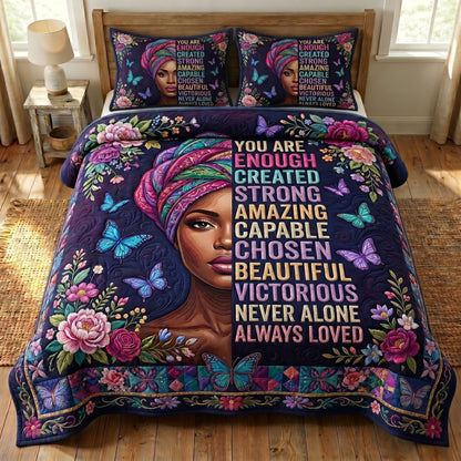 Melanin Queen 3-Quilted Bedding Set GFTONMU267