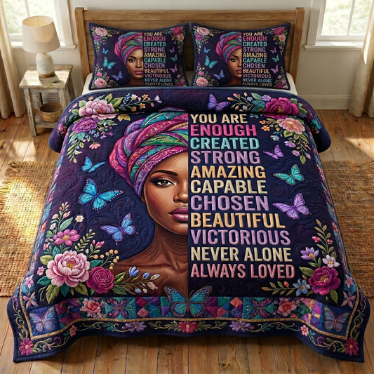 Melanin Queen 3-Quilted Bedding Set GFTONMU267