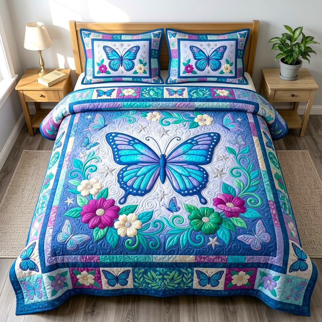 Butterfly Garden 3-Piece Quilted Bedding Set GFTONMU2677