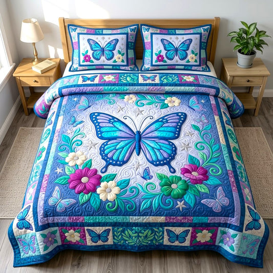 Butterfly Garden 3-Piece Quilted Bedding Set GFTONMU2677