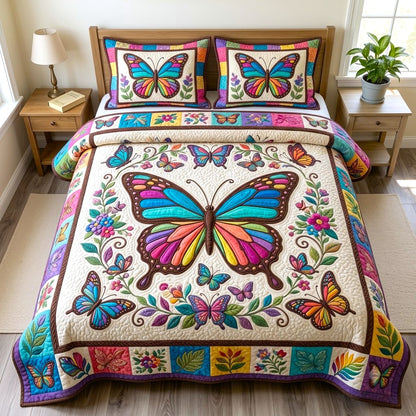 Butterfly Garden 3-Piece Quilted Bedding Set GFTONMU2681