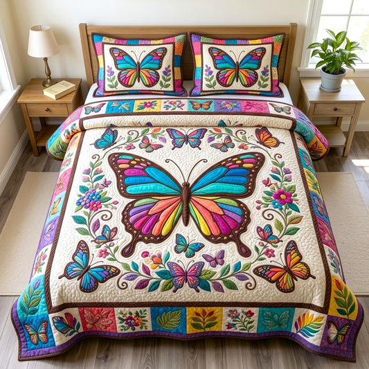 Butterfly Garden 3-Piece Quilted Bedding Set GFTONMU2681