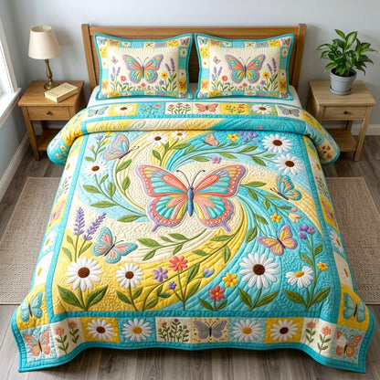 Butterfly Garden 3-Piece Quilted Bedding Set GFTONMU2683