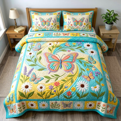 Butterfly Garden 3-Piece Quilted Bedding Set GFTONMU2683