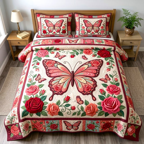 Butterfly Garden 3-Piece Quilted Bedding Set GFTONMU2684