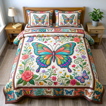 Butterfly Garden 3-Piece Quilted Bedding Set GFTONMU2686