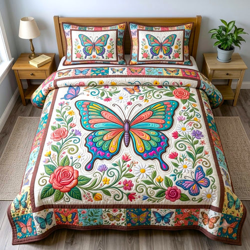 Butterfly Garden 3-Piece Quilted Bedding Set GFTONMU2686