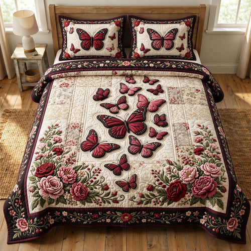 Butterfly Garden 3-Piece Quilted Bedding Set GFTONMU2688