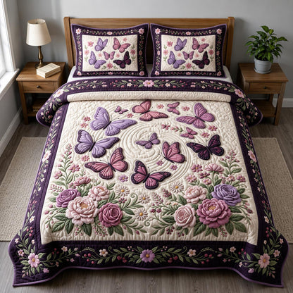 Butterfly Garden 3-Piece Quilted Bedding Set GFTONMU2690
