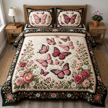 Butterfly Garden 3-Piece Quilted Bedding Set GFTONMU2691
