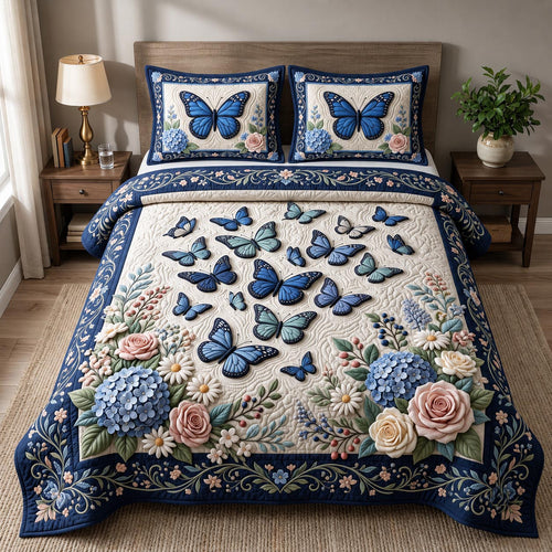 Butterfly Garden 3-Piece Quilted Bedding Set GFTONMU2692