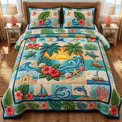 Coastal Whisper 3-Piece Quilted Bedding Set GFTONMU2696