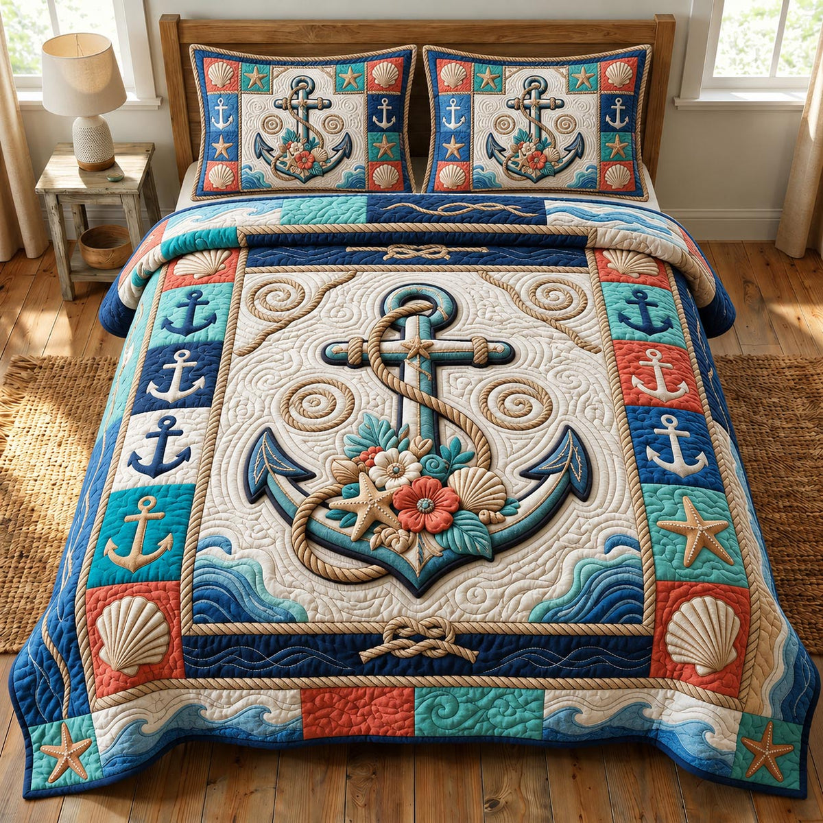 Coastal Whisper 3-Piece Quilted Bedding Set GFTONMU2699