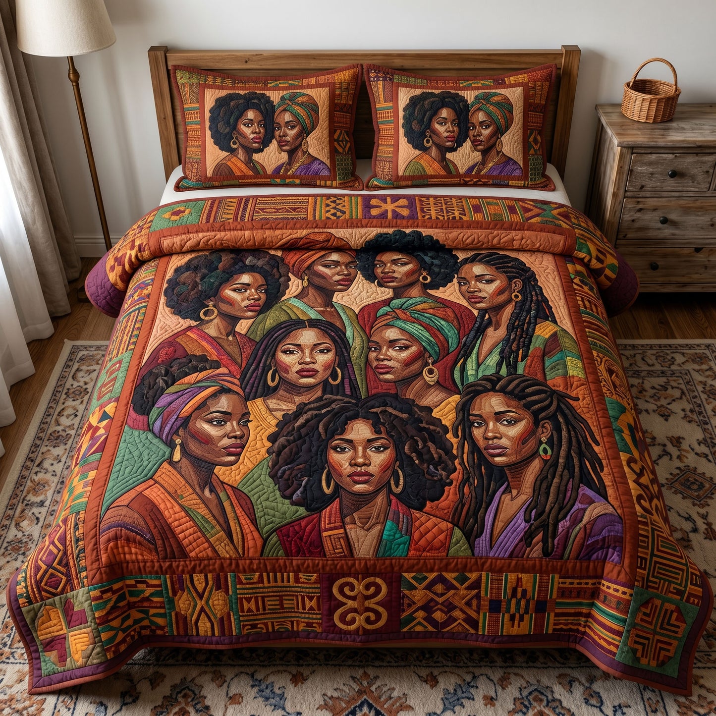 Melanin Queen 3-Piece Quilted Bedding Set GFTONMU270