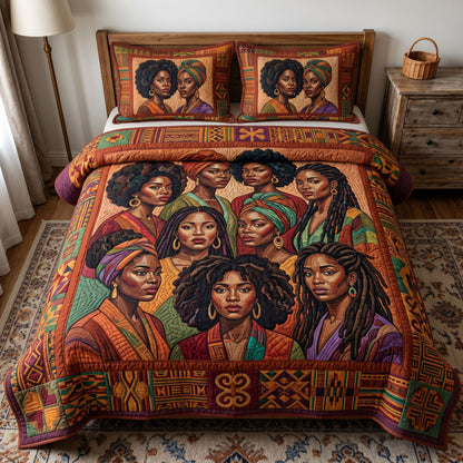Melanin Queen 3-Piece Quilted Bedding Set GFTONMU270