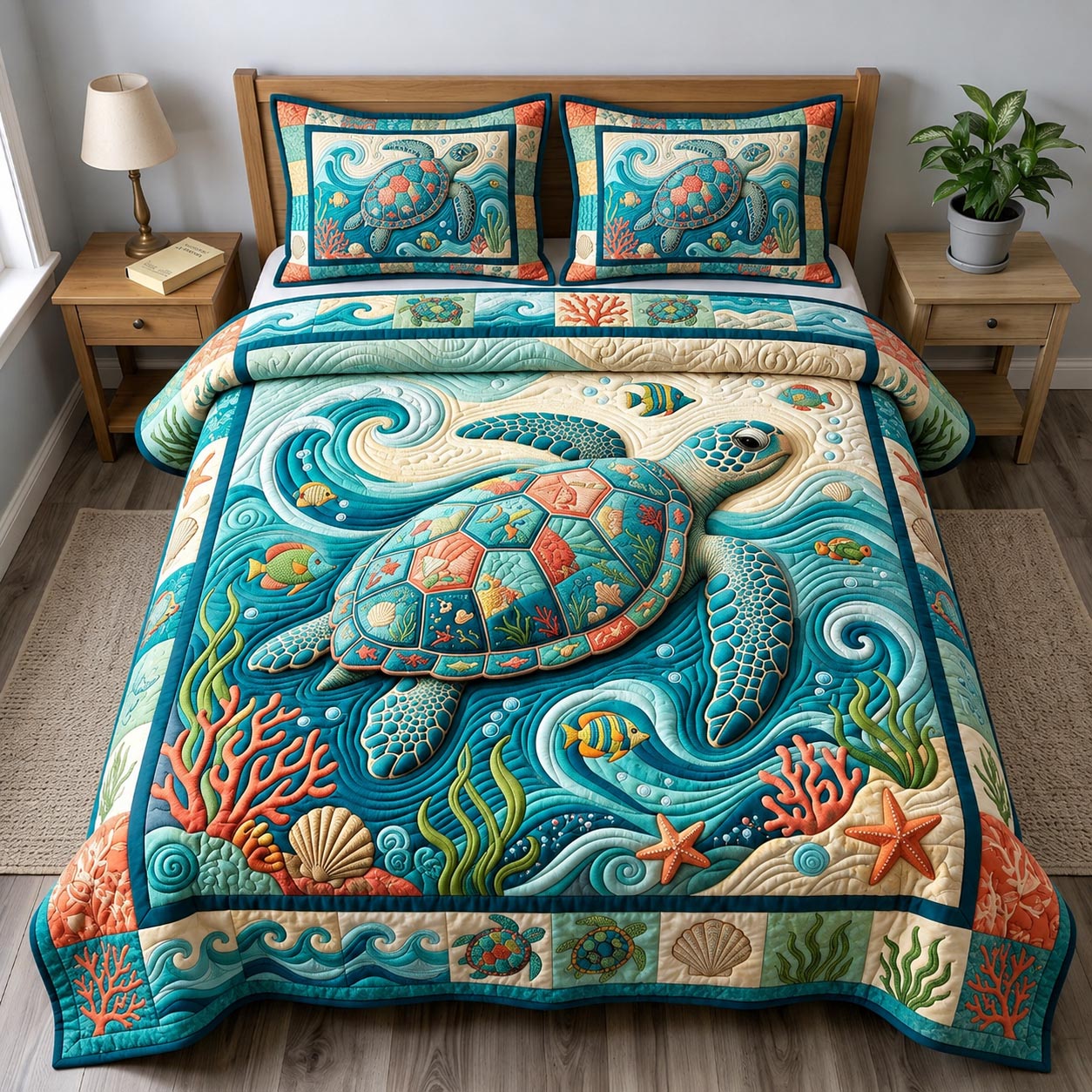 Coastal Whisper 3-Piece Quilted Bedding Set GFTONMU2700