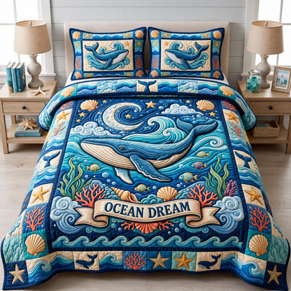 Coastal Whisper 3-Piece Quilted Bedding Set GFTONMU2705