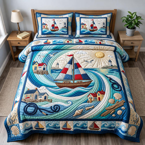 Coastal Whisper 3-Piece Quilted Bedding Set GFTONMU2706