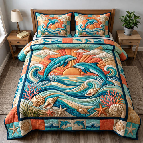 Coastal Whisper 3-Piece Quilted Bedding Set GFTONMU2707