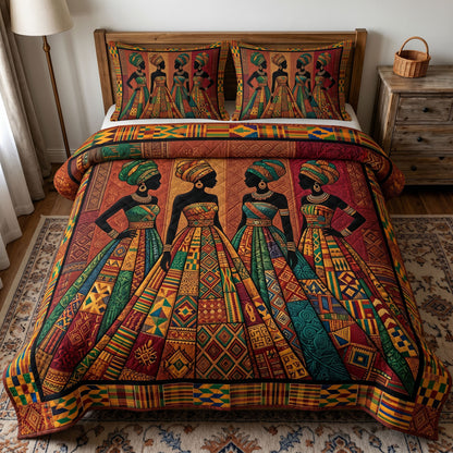 Melanin Queen 3-Quilted Bedding Set GFTONMU271