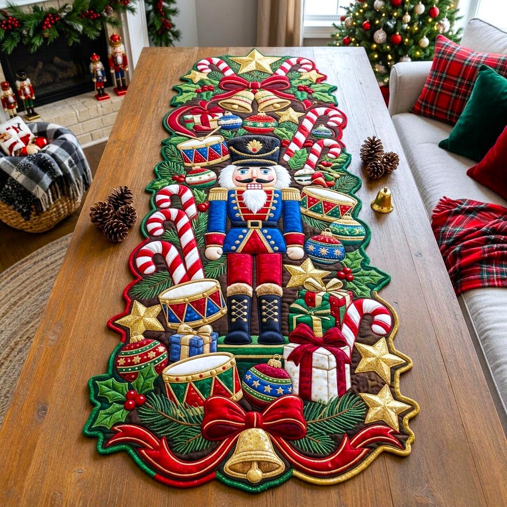 Christmas Spirit Custom Shape Quilted Table Runner GFTONMU2723