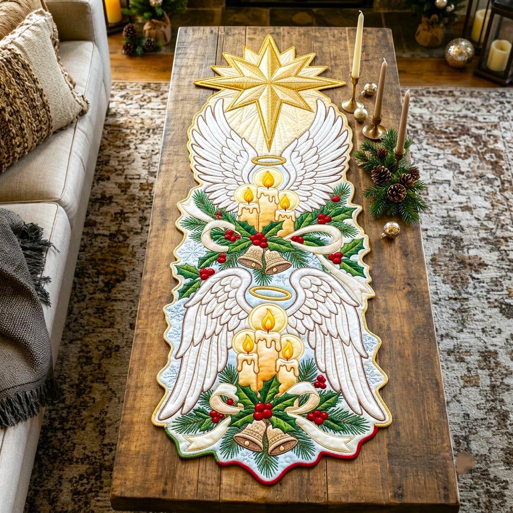 Christmas Spirit Custom Shape Quilted Table Runner GFTONMU2725