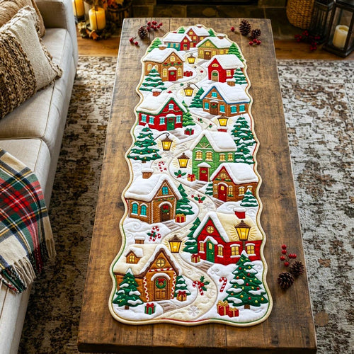 Christmas Spirit Custom Shape Quilted Table Runner GFTONMU2726